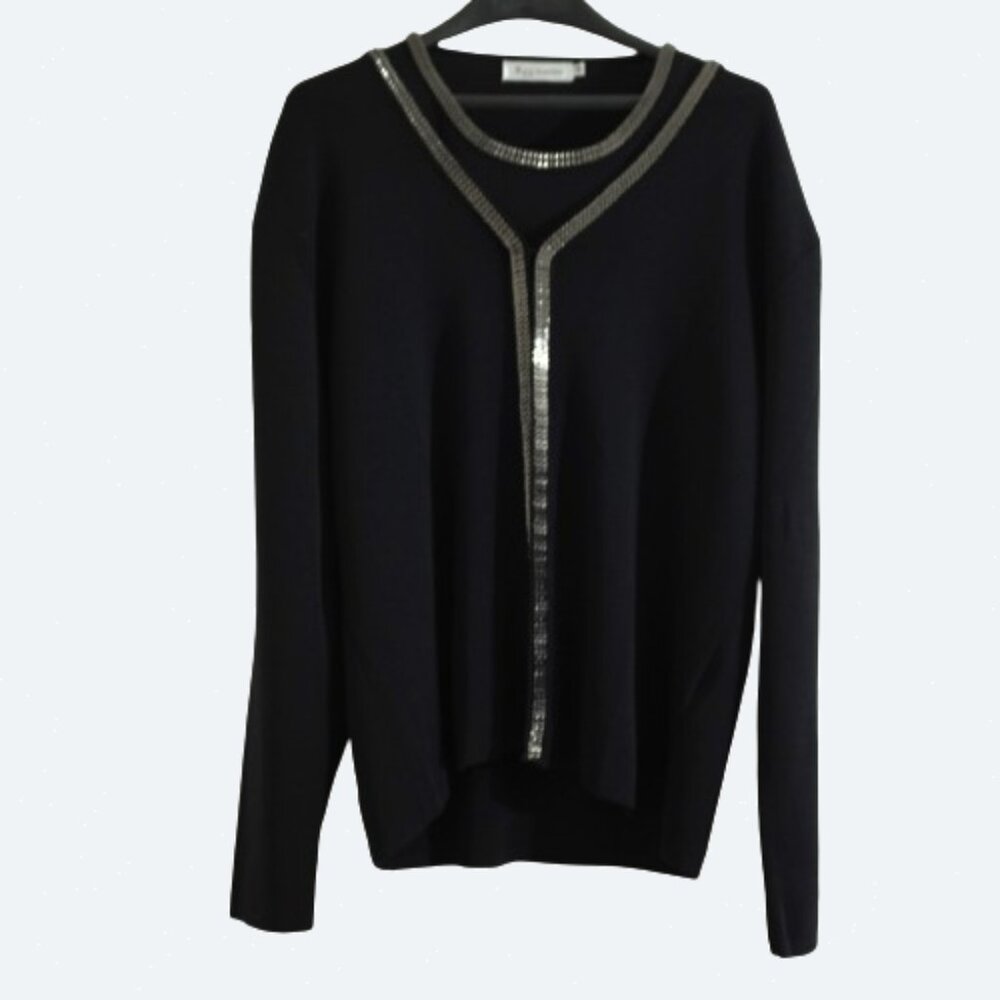 COPY - Elegant Kaydee Brand Black Top two pieces with Silver Trim size XL